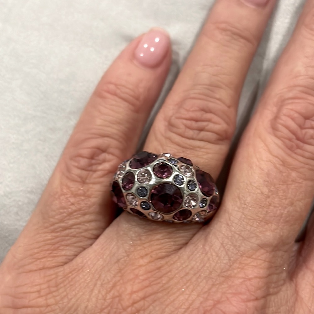 Silver and Purple Dome Statement Ring